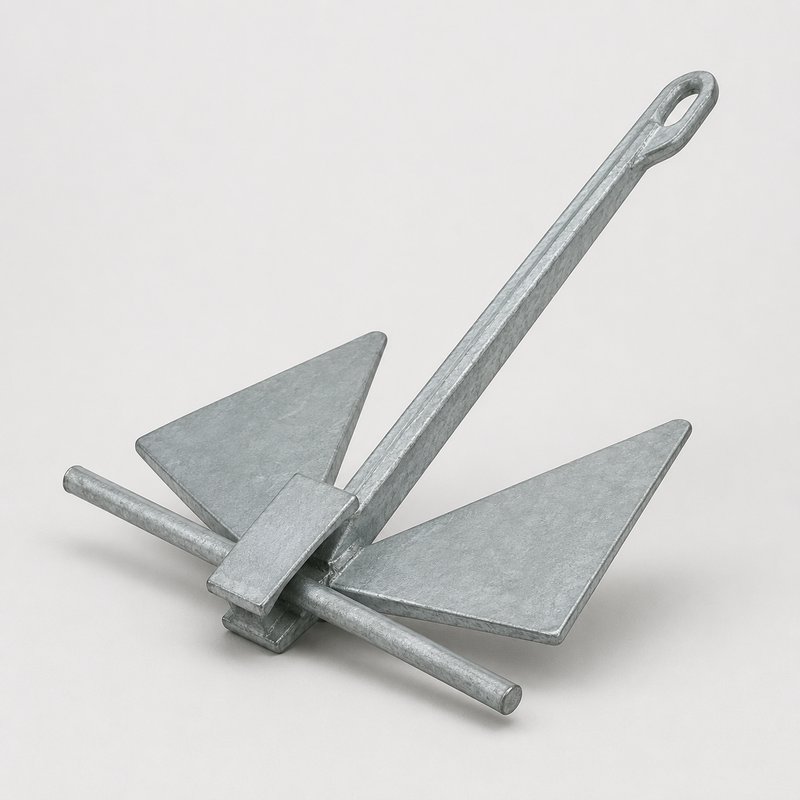Galvanized Danforth-style fluke anchor