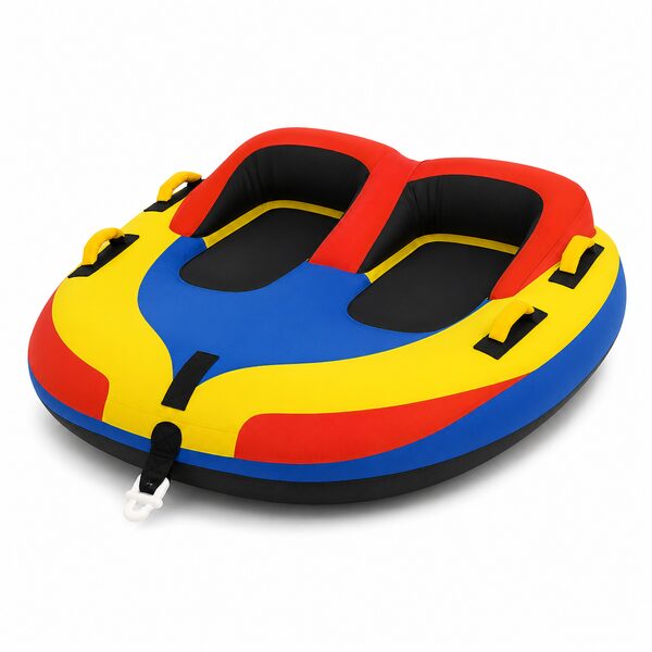 Colorful two-rider inflatable towable tube